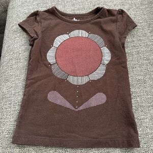 Circo Girls Retro Flower Brown Cap Sleeve T-shirt Size 4
